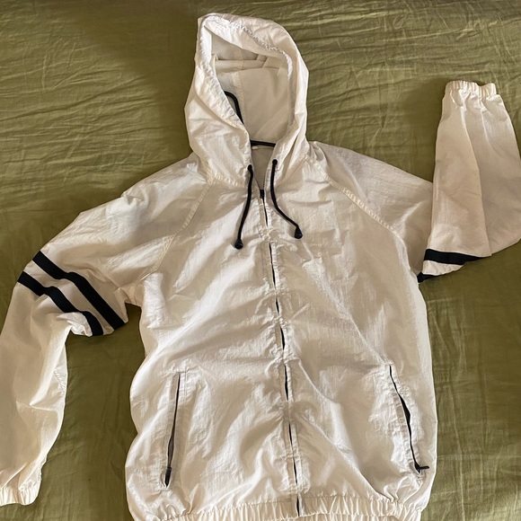PacSun Jackets & Blazers - white and navy blue cropped windbreaker